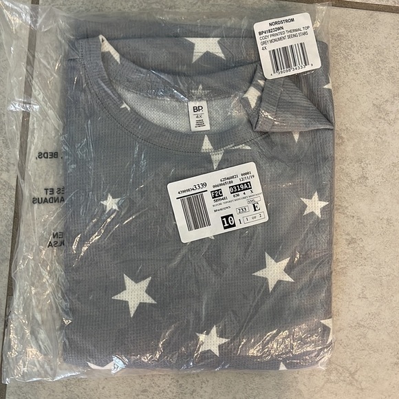 Heather Gray n White Stars Thermal Top - Picture 2 of 5